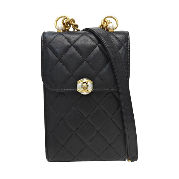 Quilted Calfskin Shoulder Bag Black