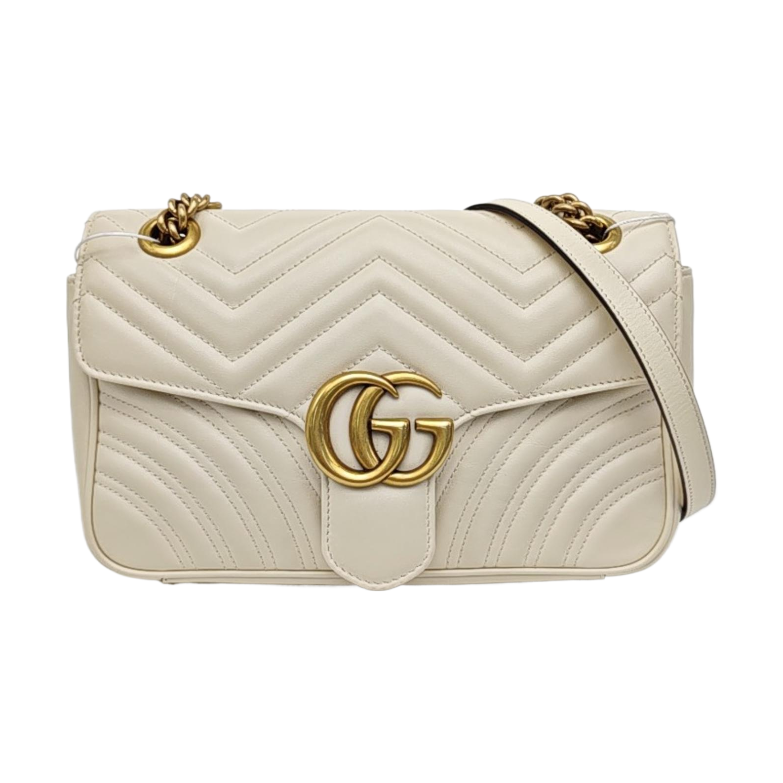 GG Marmont Medium Quilted Calfskin White