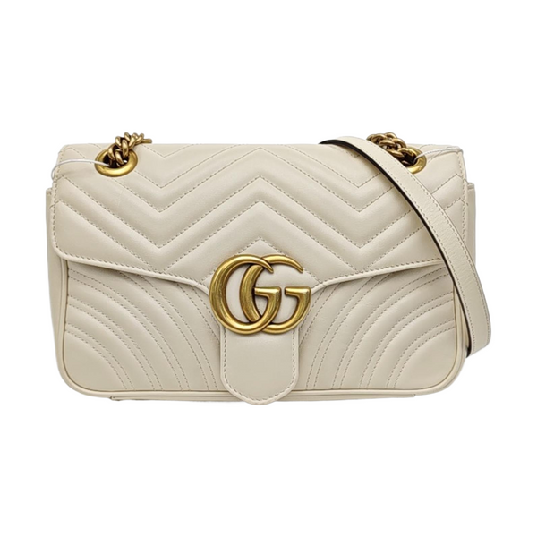 GG Marmont Medium Quilted Calfskin White
