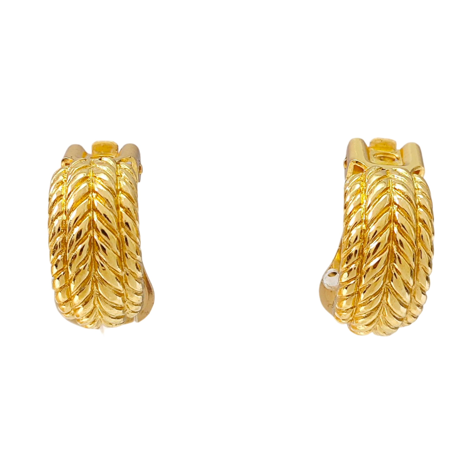 Twist Round Metal Gold Clip On Earrings