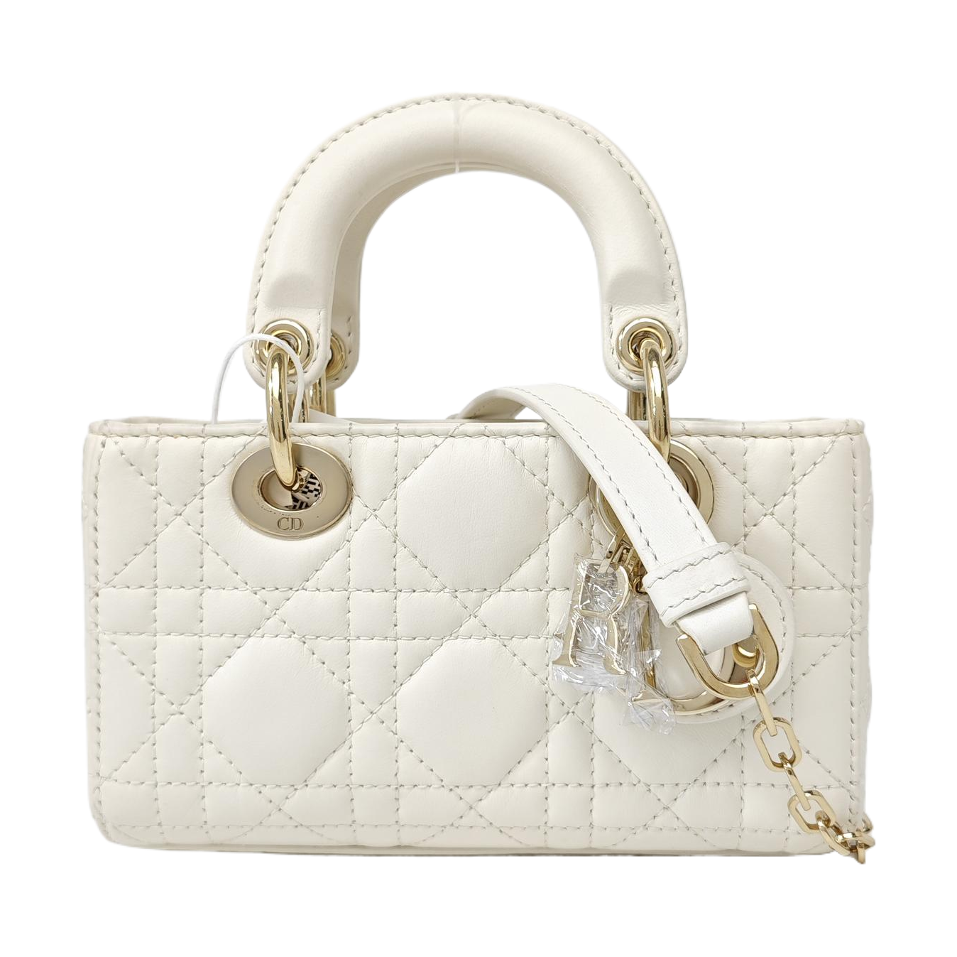 Lady D-Joy Super Mini Cannage Lambskin White