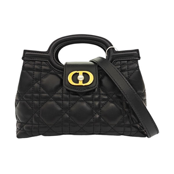 Jolie Top Handle Mini Cannage Lambskin Black