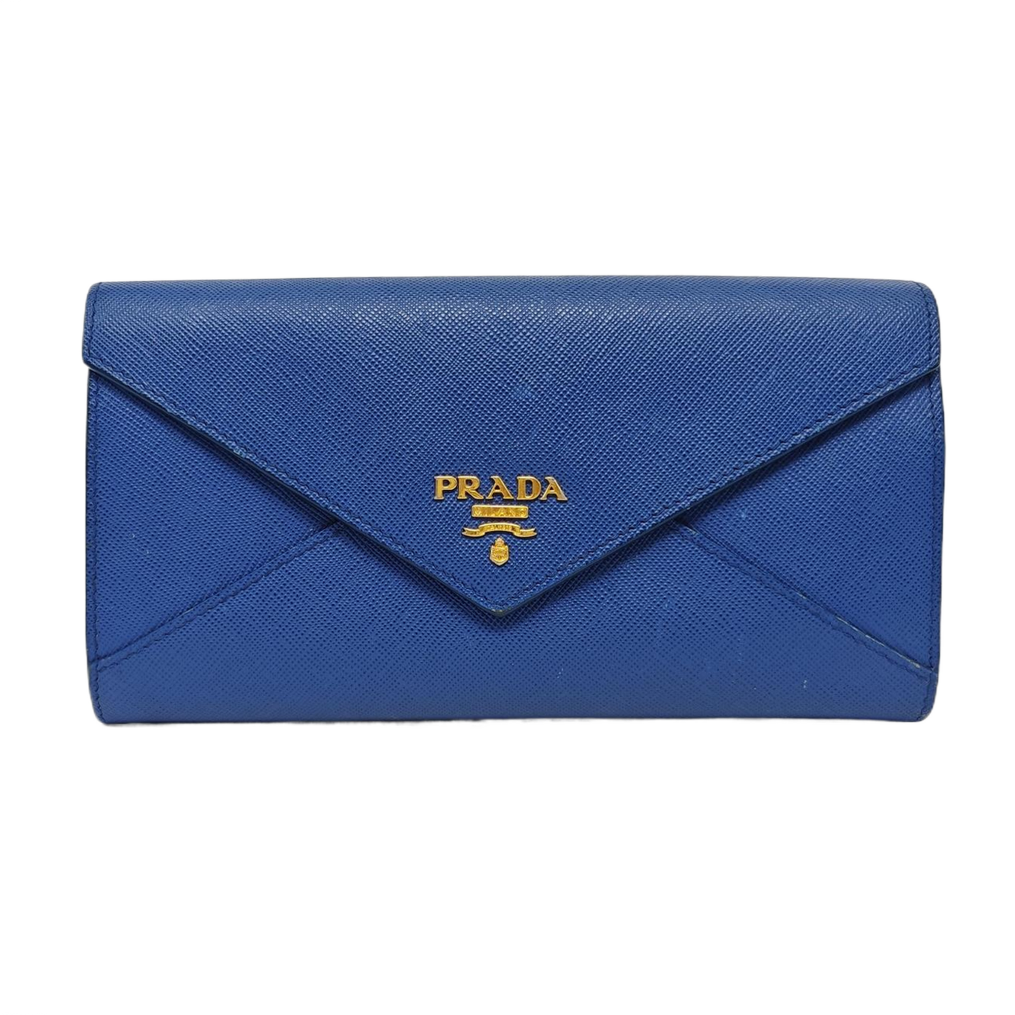 Envelope Wallet Saffiano Calfskin Blue