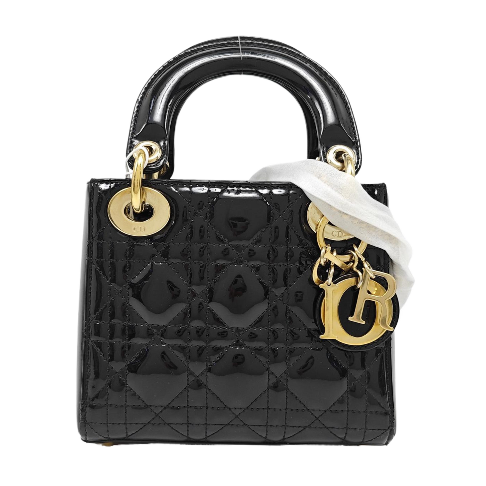 Lady Dior Mini Quilted Patent Leather Black