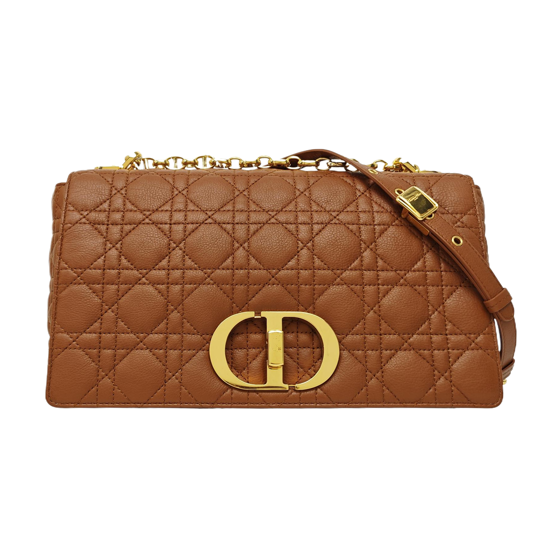 Dior Caro Large Quilted Calfskin Brown