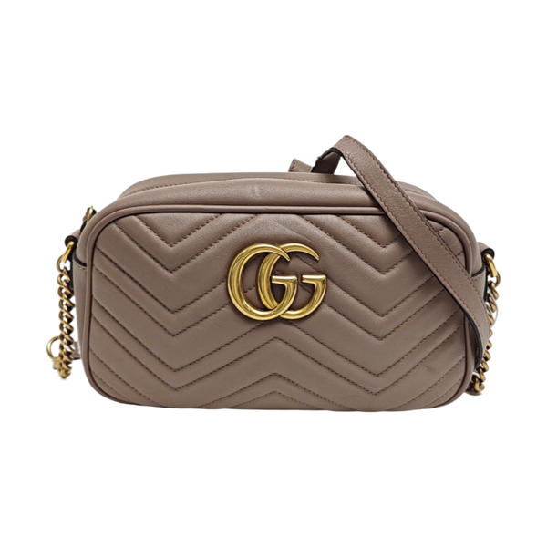 GG Marmont Small Quilted Calfskin Beige
