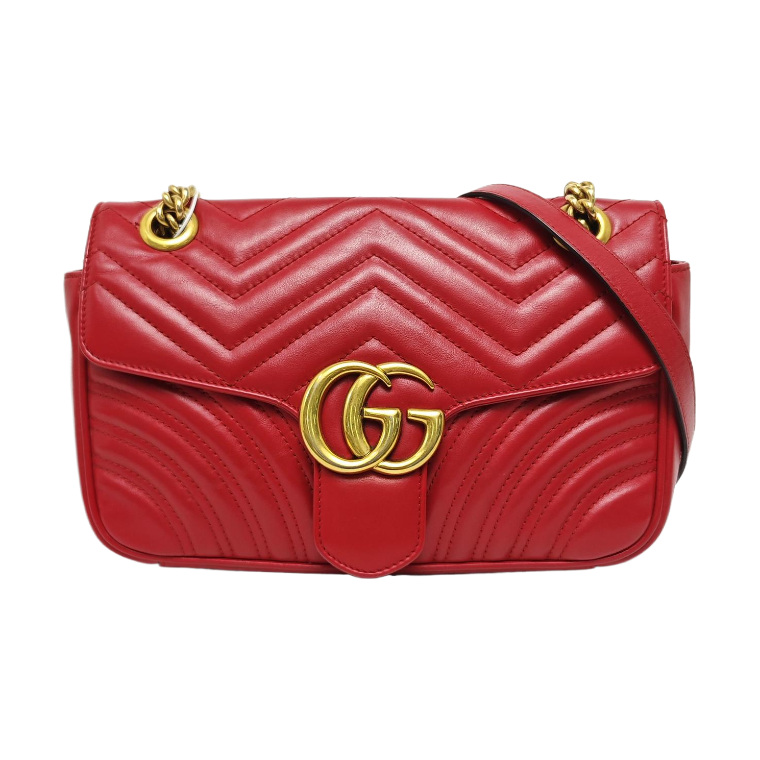 GG Marmont Medium Quilted Calfskin Red