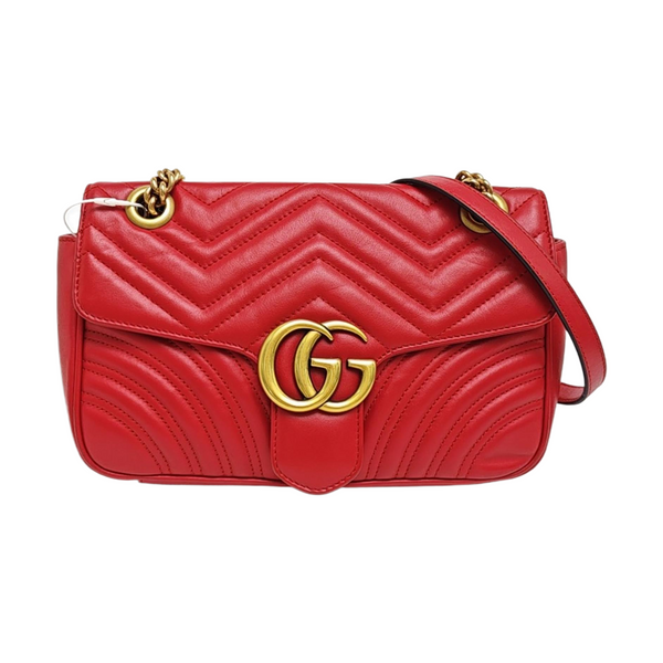 GG Marmont Medium Quilted Calfskin Red