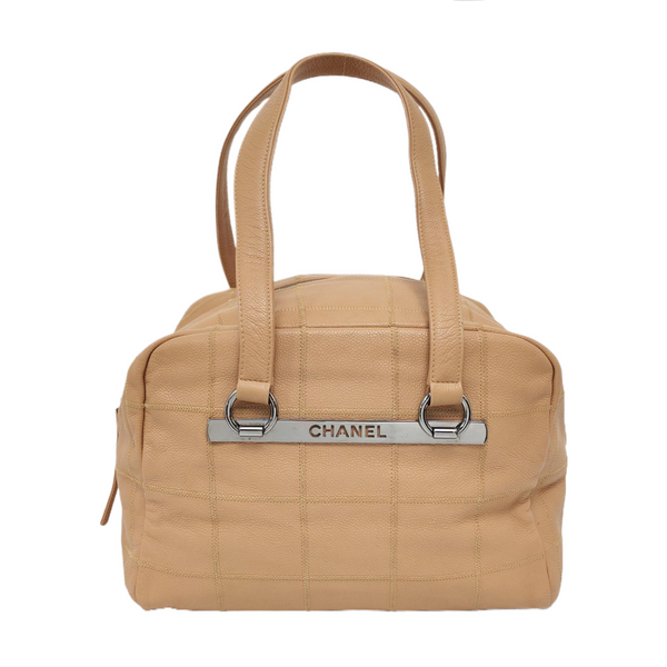 SQUARE STITCH Quilted Grained Calfskin Beige