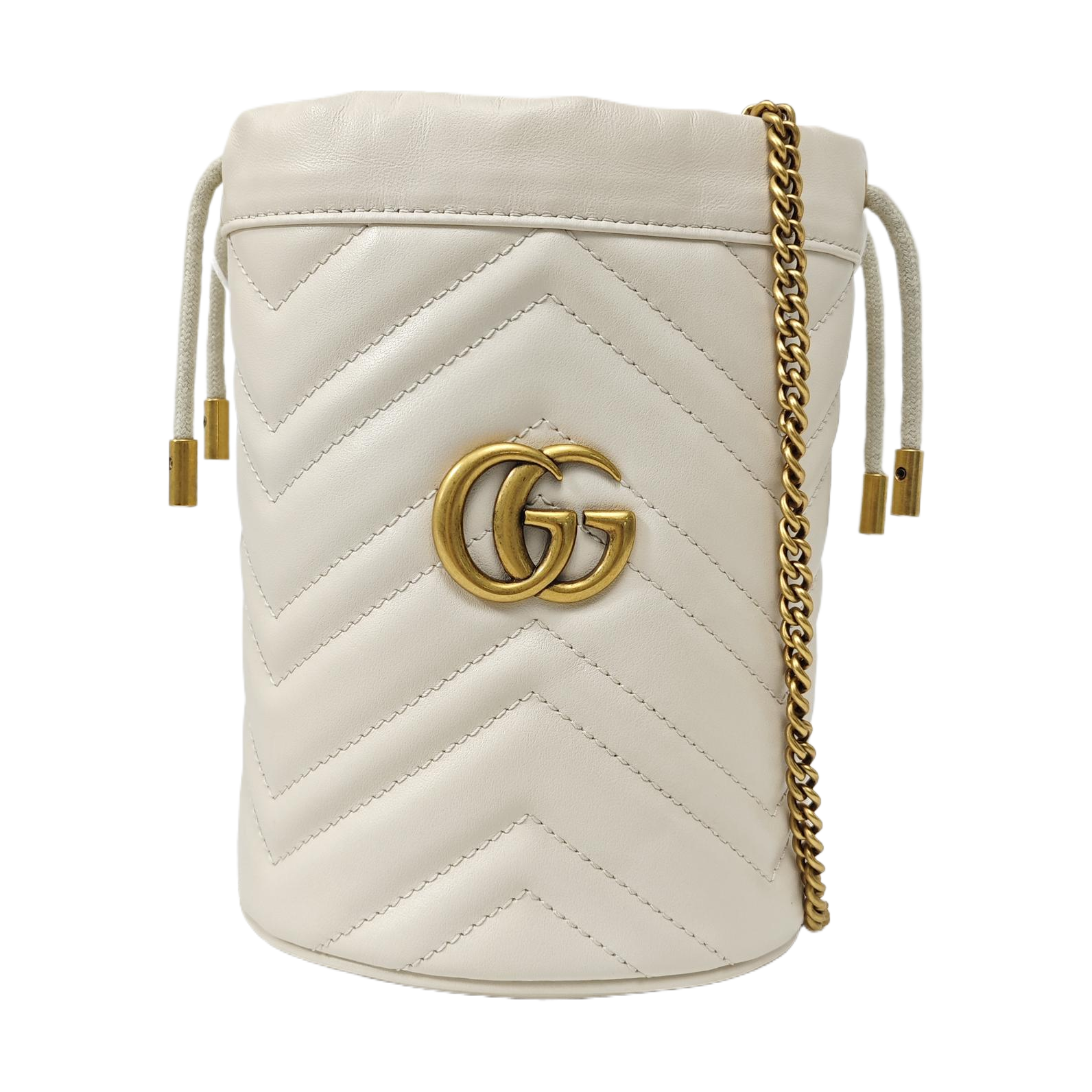GG Marmont Mini Quilted Calfskin White