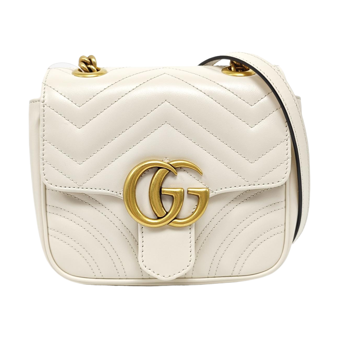 GG Marmont Mini Quilted Calfskin White