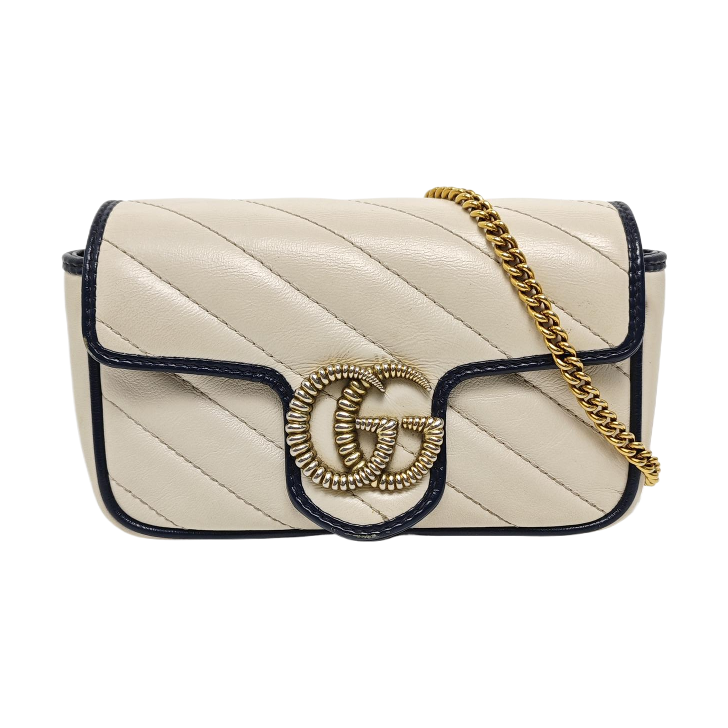 GG Marmont Super Mini Quilted Calfskin White