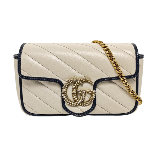 GG Marmont Super Mini Quilted Calfskin White