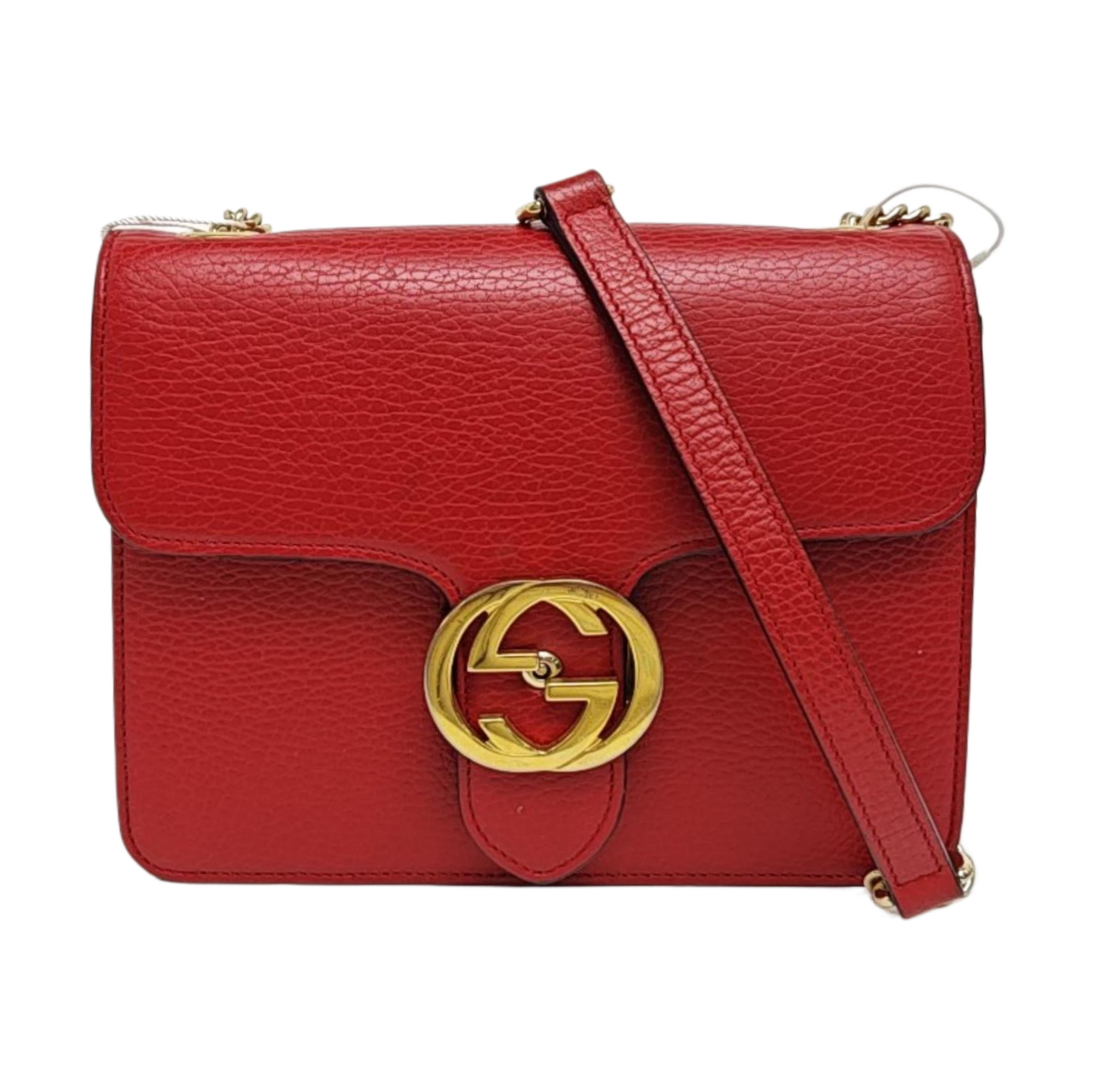 Interlocking G Small Calfskin Red