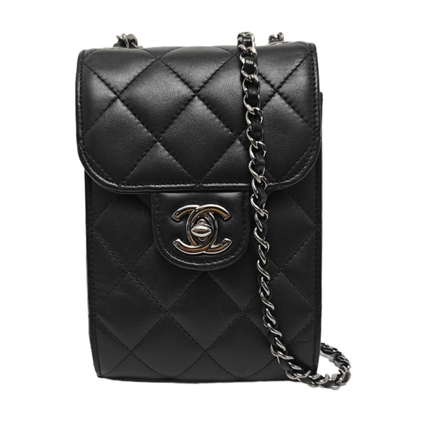 Quilted Lambskin Shoulder Bag Black