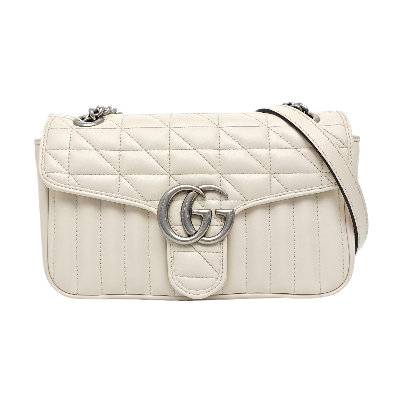 GG Marmont Medium Quilted Calfskin White