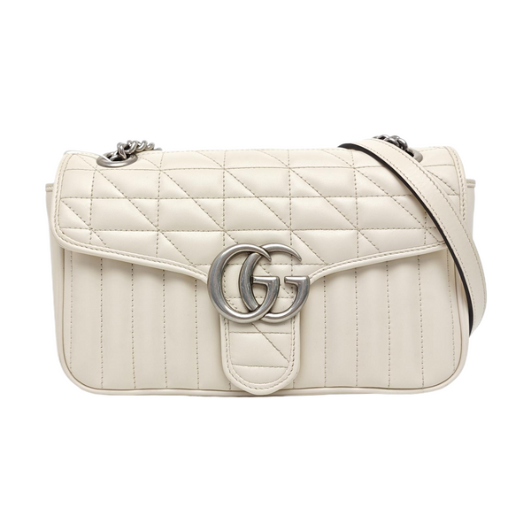 GG Marmont Medium Quilted Calfskin White