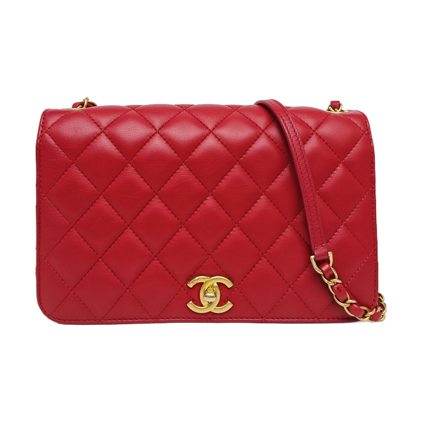 Quilted Calfskin Shoulder Bag Red