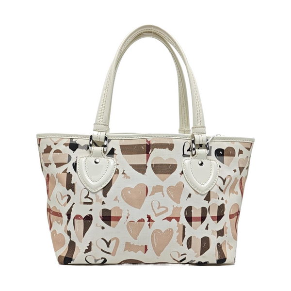 Coated Canvas Top Handle Bag White
