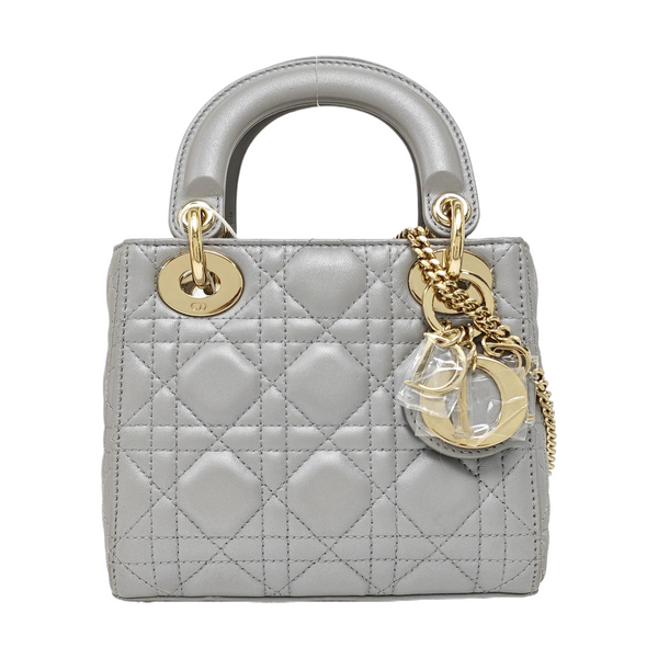 Lady Dior Mini Cannage Lambskin Gray