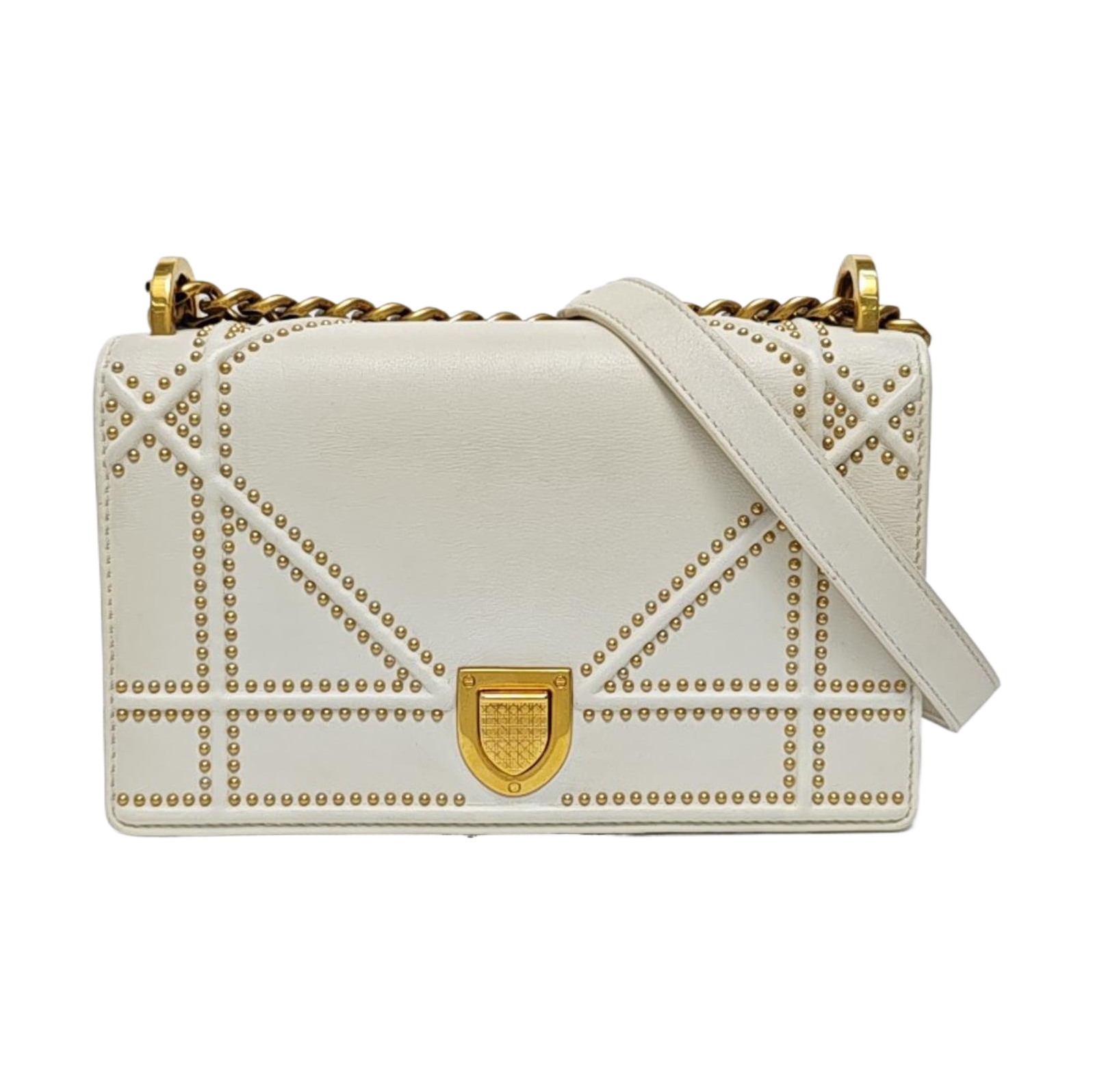 Diorama Small Cannage Calfskin White