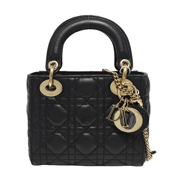 Lady Dior Mini Cannage Piel de cordero Negro