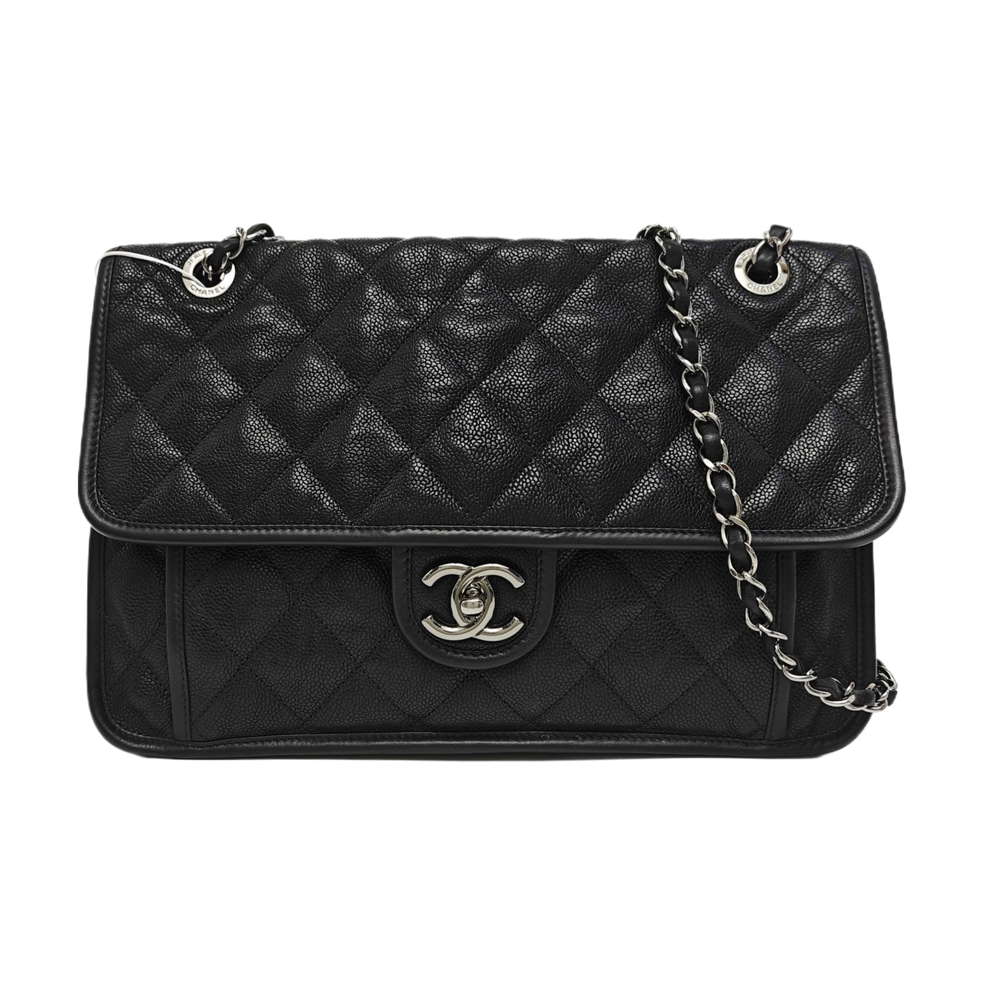 CLASSIC FLAP Jumbo Quilted Grained Calfskin Black