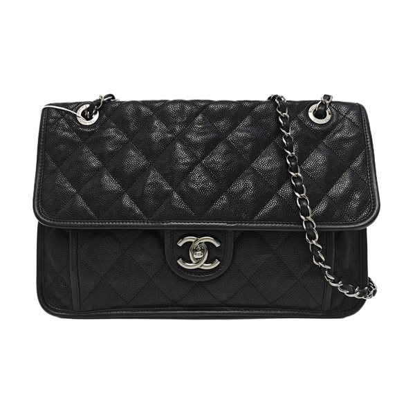 CLASSIC FLAP Jumbo Quilted Grained Calfskin Black