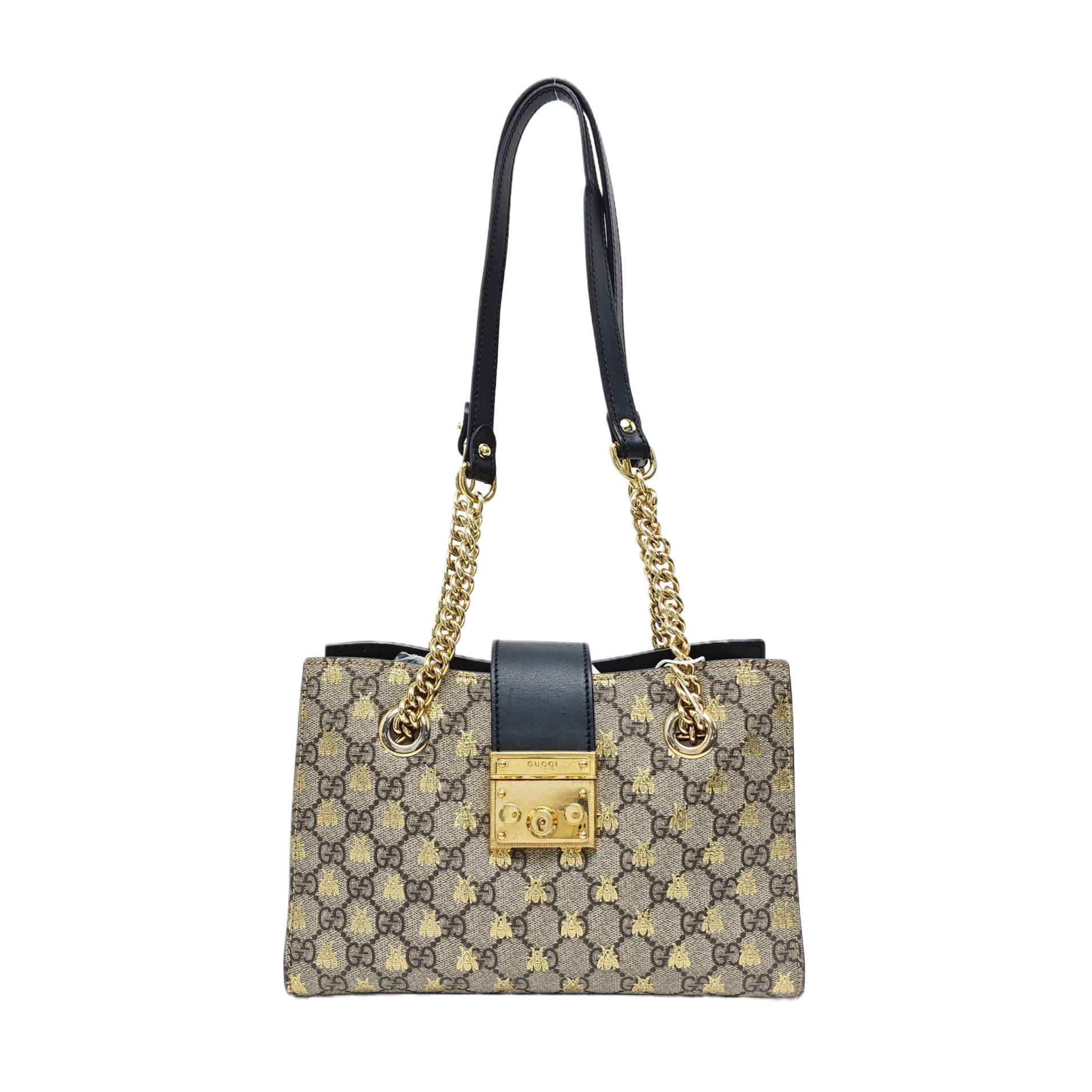 Padlock Small Monogram Coated Canvas Beige