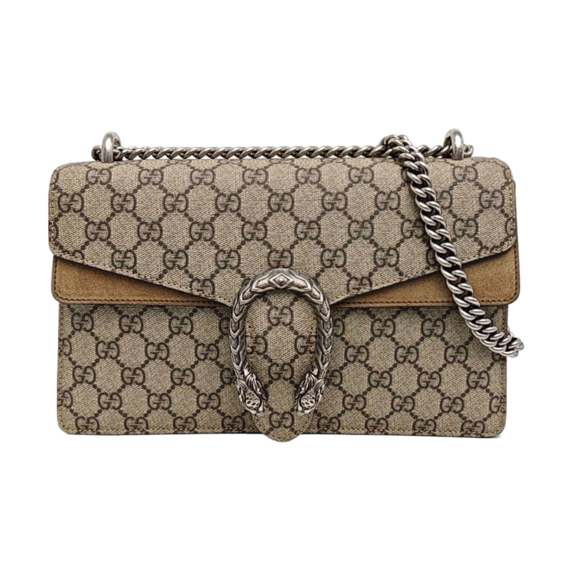 Dionysus Small Monogram Coated Canvas Beige