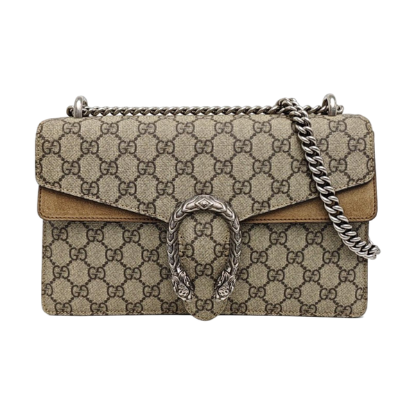 Dionysus Small Monogram Coated Canvas Beige