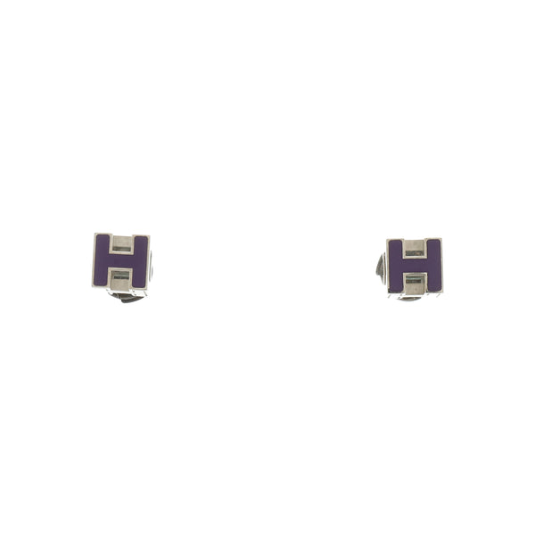 Cage D'h Metal Purple Stud Earrings