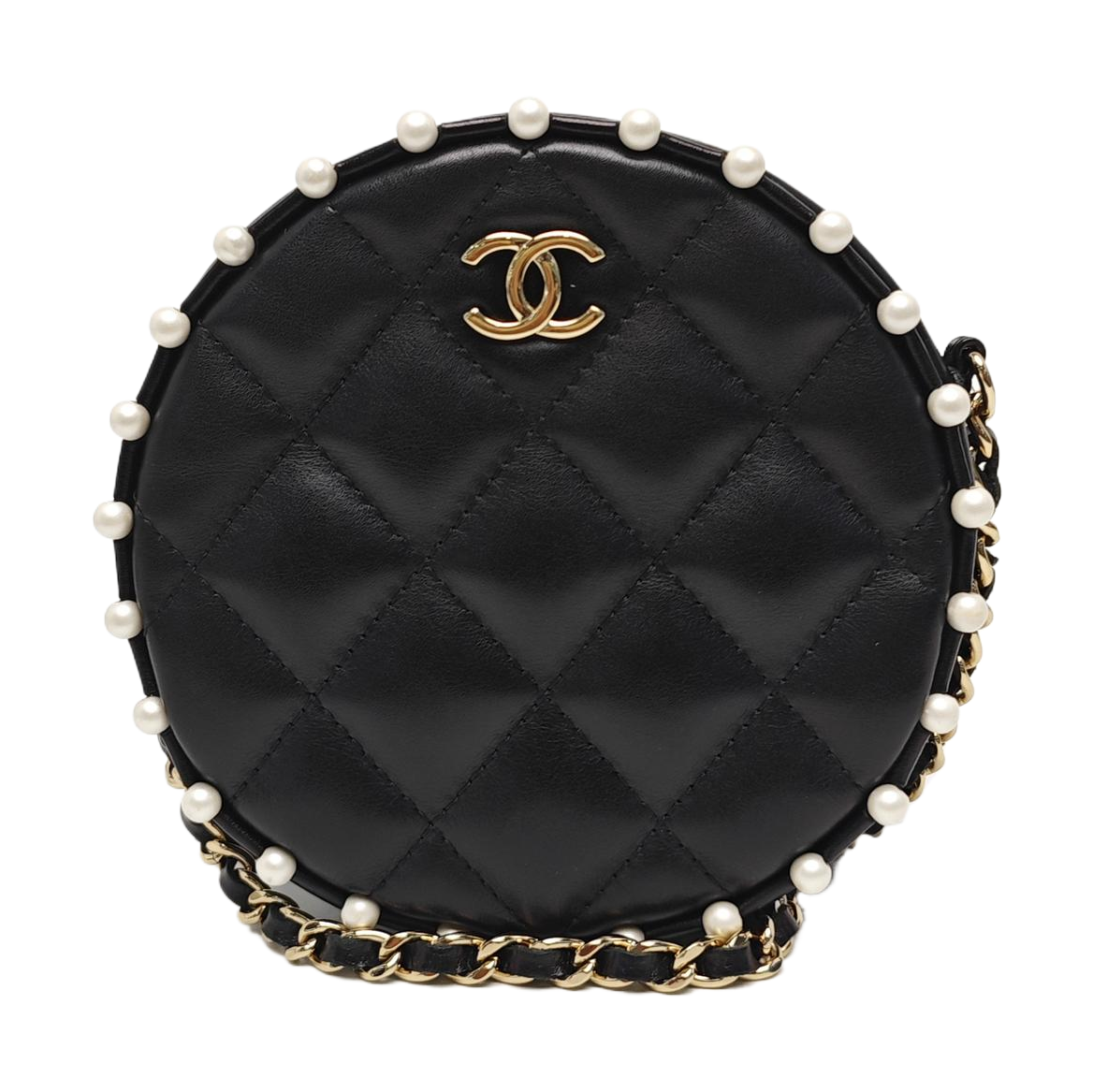 ROUND Quilted Calfskin Black