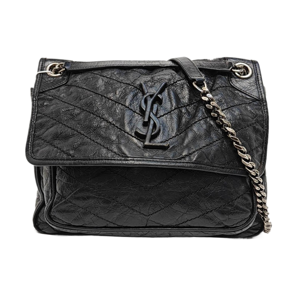 NIKI Medium Chevron Calfskin Black