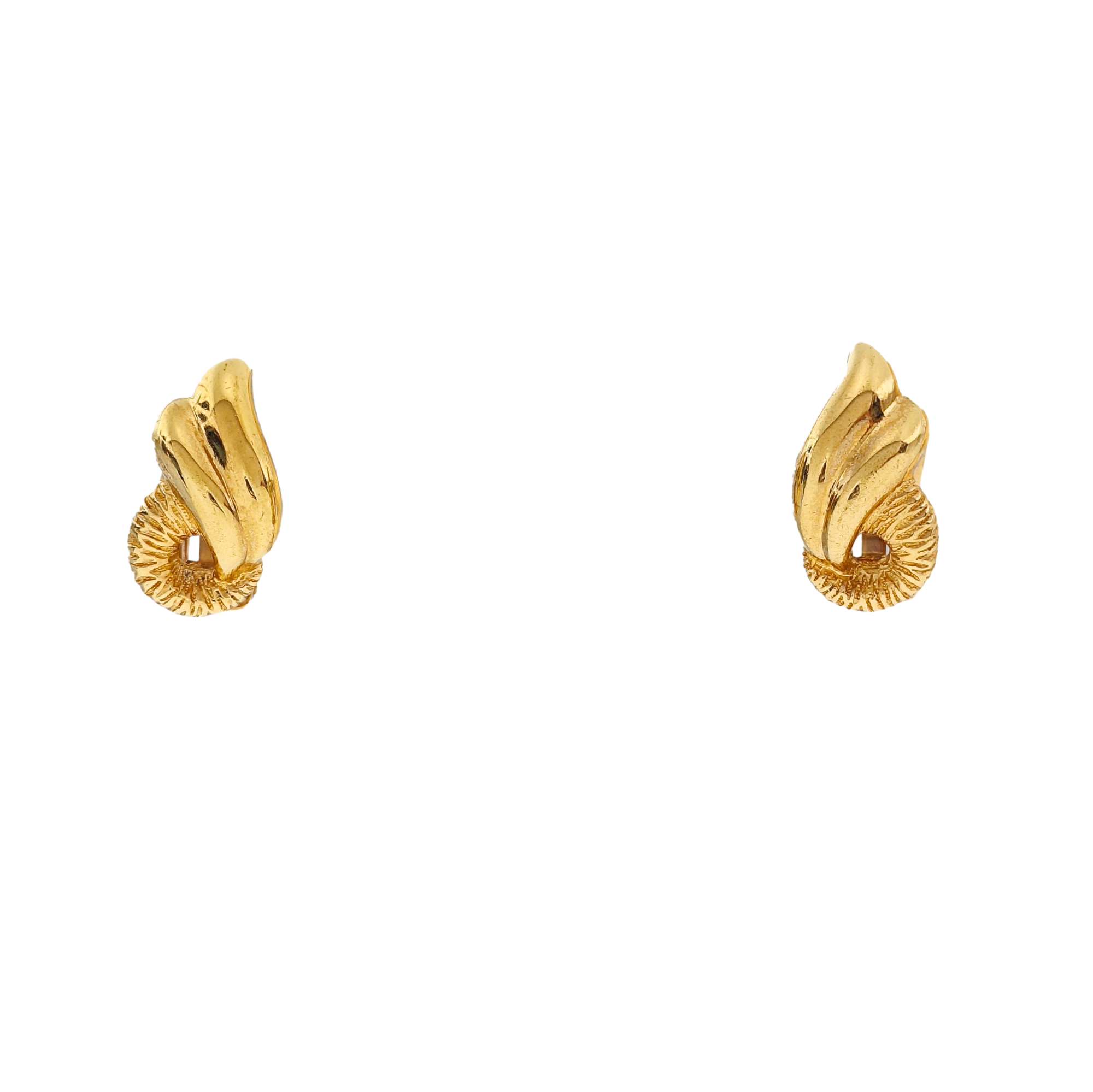 Twist Round Metal Gold Clip On Earrings