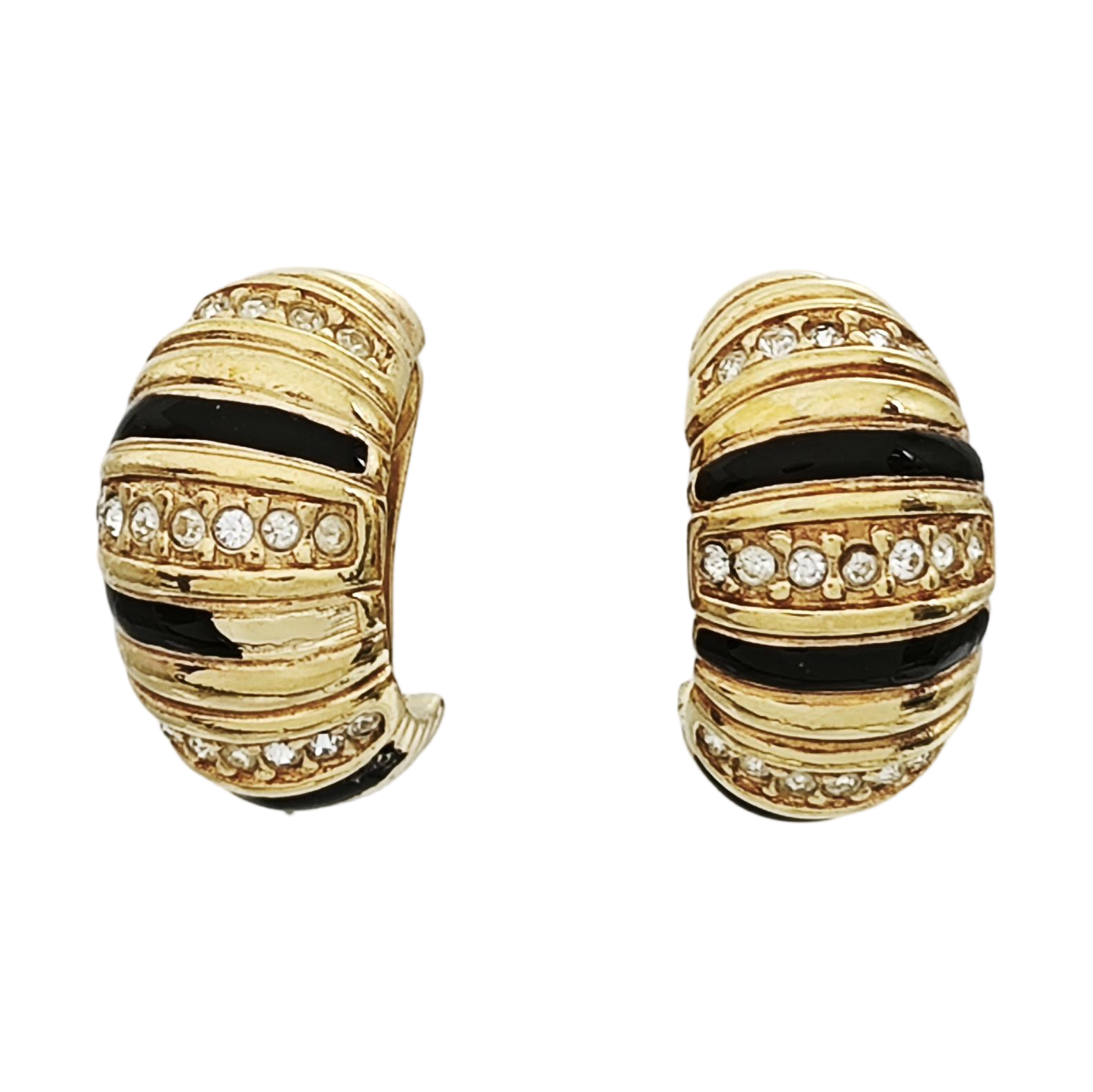 Twist Round Metal Gold Clip On Earrings