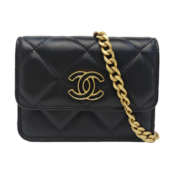 Quilted Lambskin Shoulder Bag Black