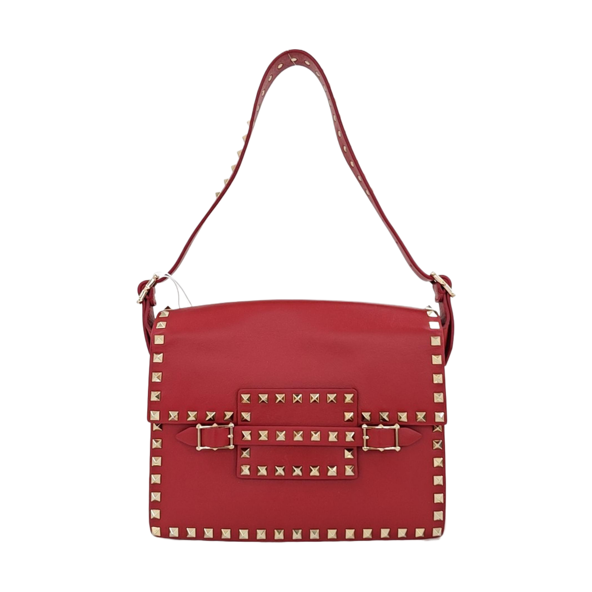 Rockstud Calfskin Red