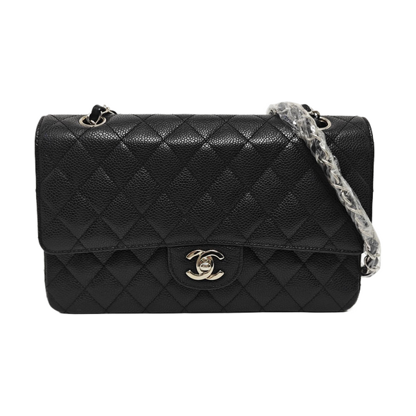 CLASSIC FLAP Medium Quilted Grained Calfskin Black