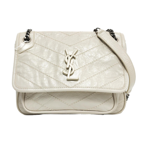 NIKI Small Chevron Calfskin White