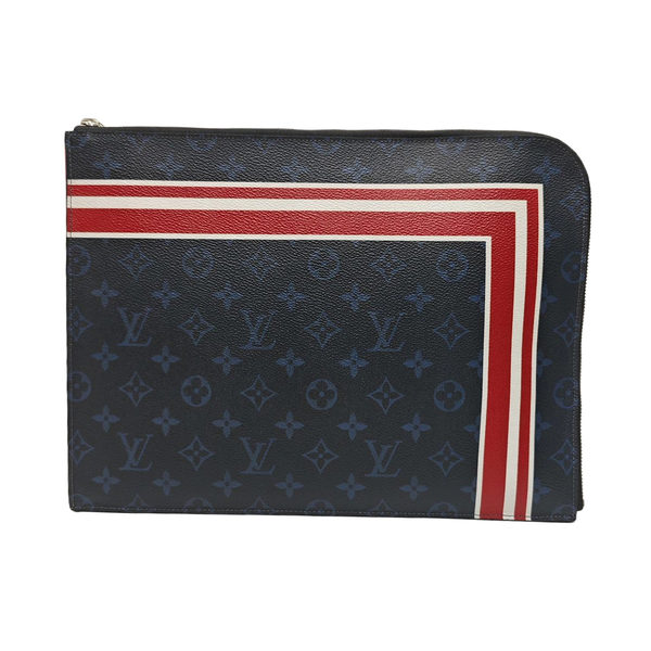 Monogram Coated Canvas Clutch Blue