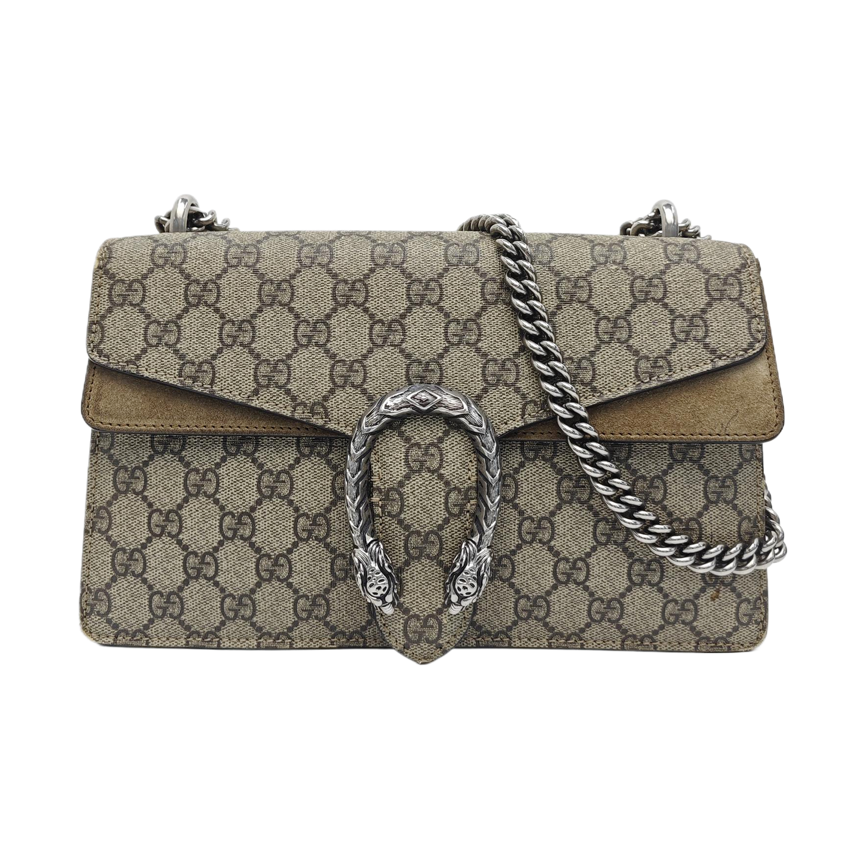 Dionysus Small Monogram Coated Canvas Beige