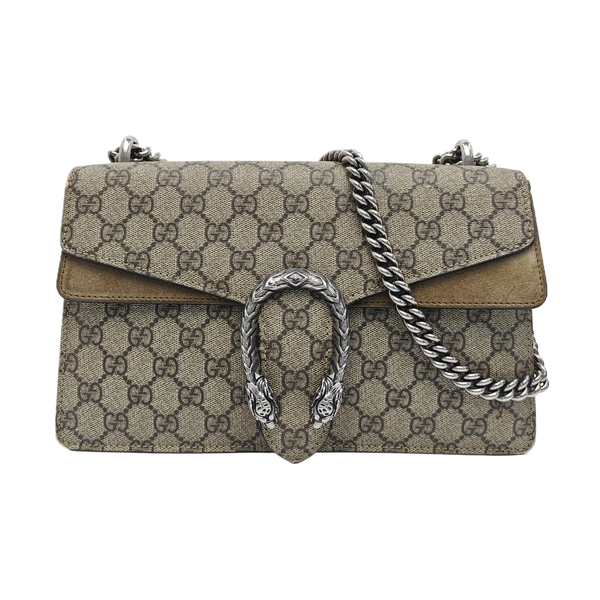 Dionysus Small Monogram Coated Canvas Beige