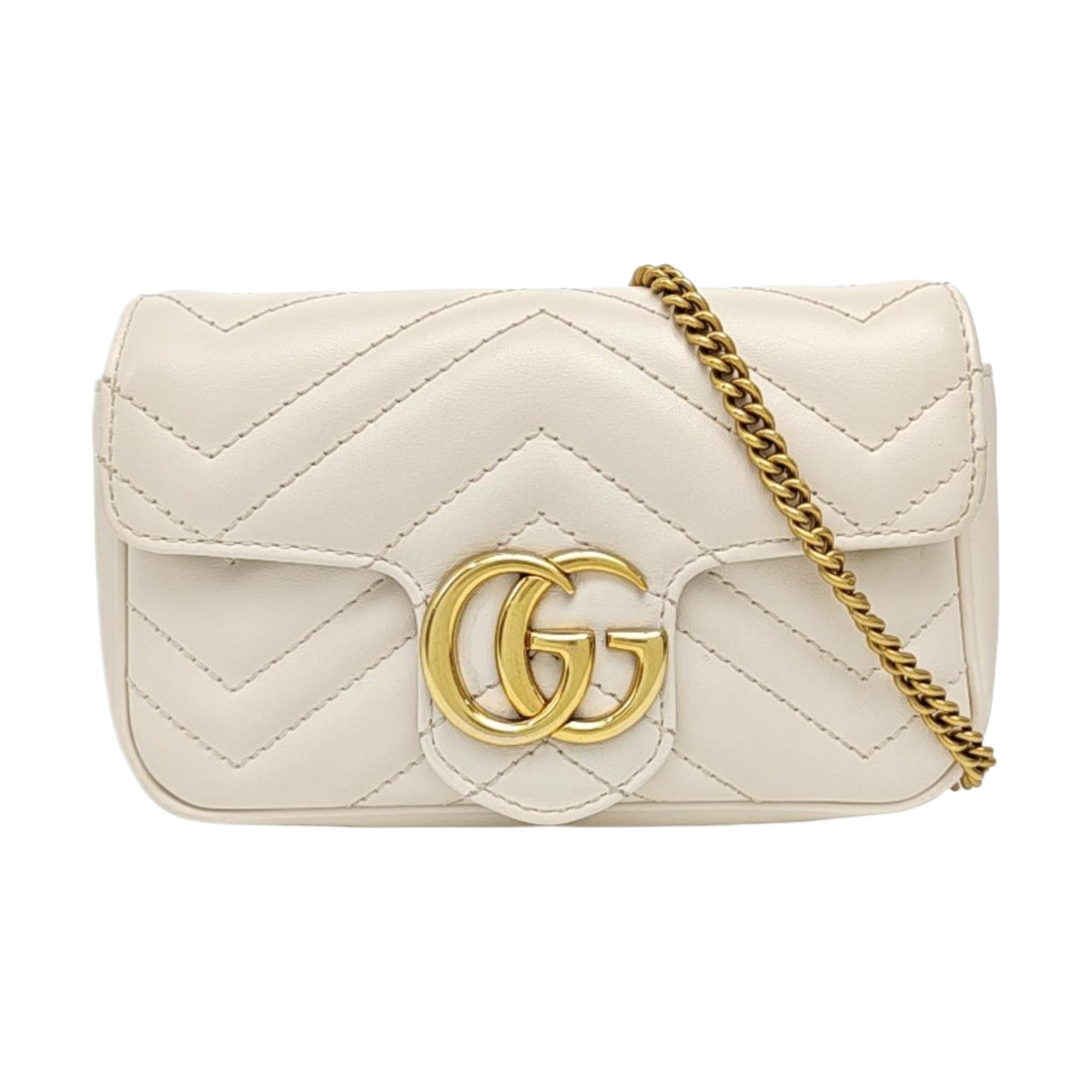 GG Marmont Mini Quilted Calfskin White