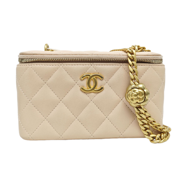 VANITY CASE Medium Quilted Lambskin Pink