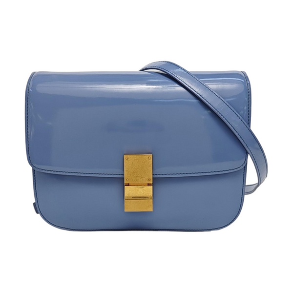 Authenticated pre-owned  CLASSIC BOX Medium Calfskin Blue - Shoulder Bag at Looply