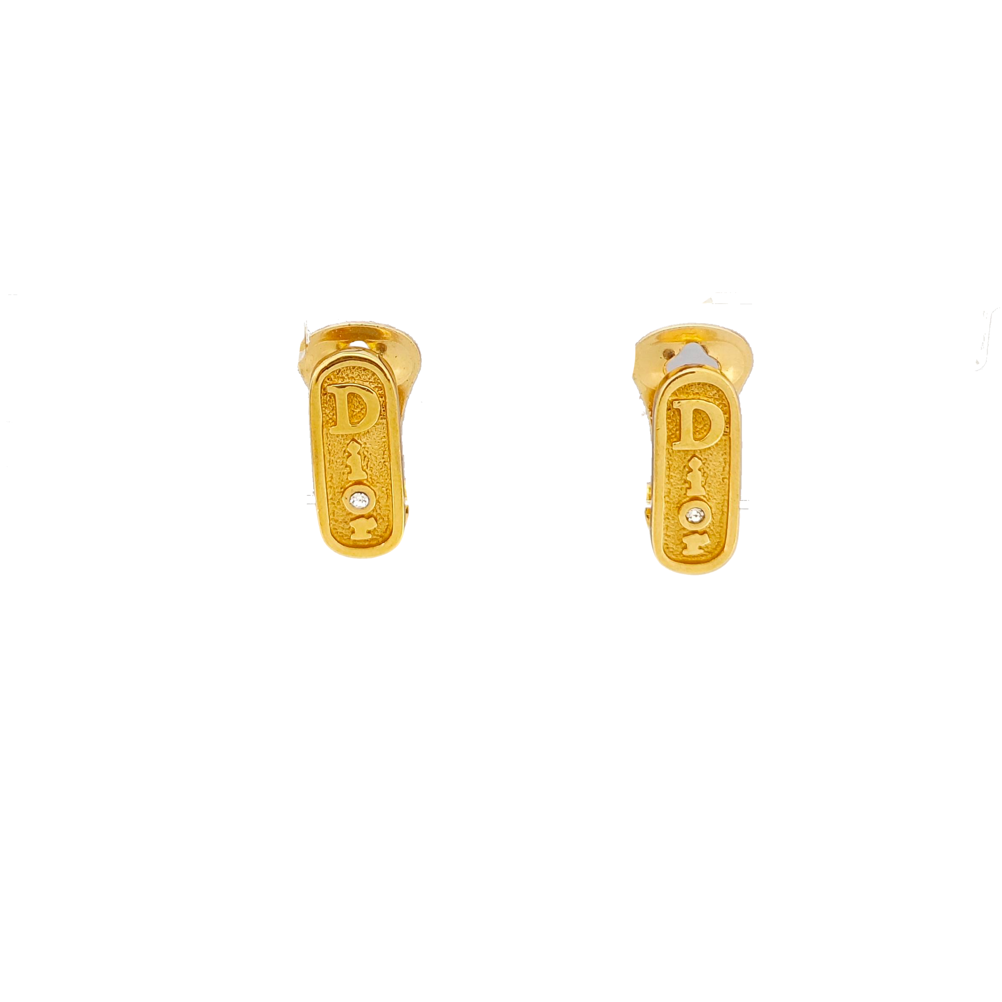 Dog Tag Metal Gold Clip On Earrings