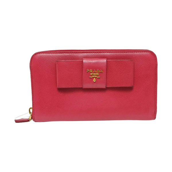 Fiocco Bow Saffiano Calfskin Red Wallet