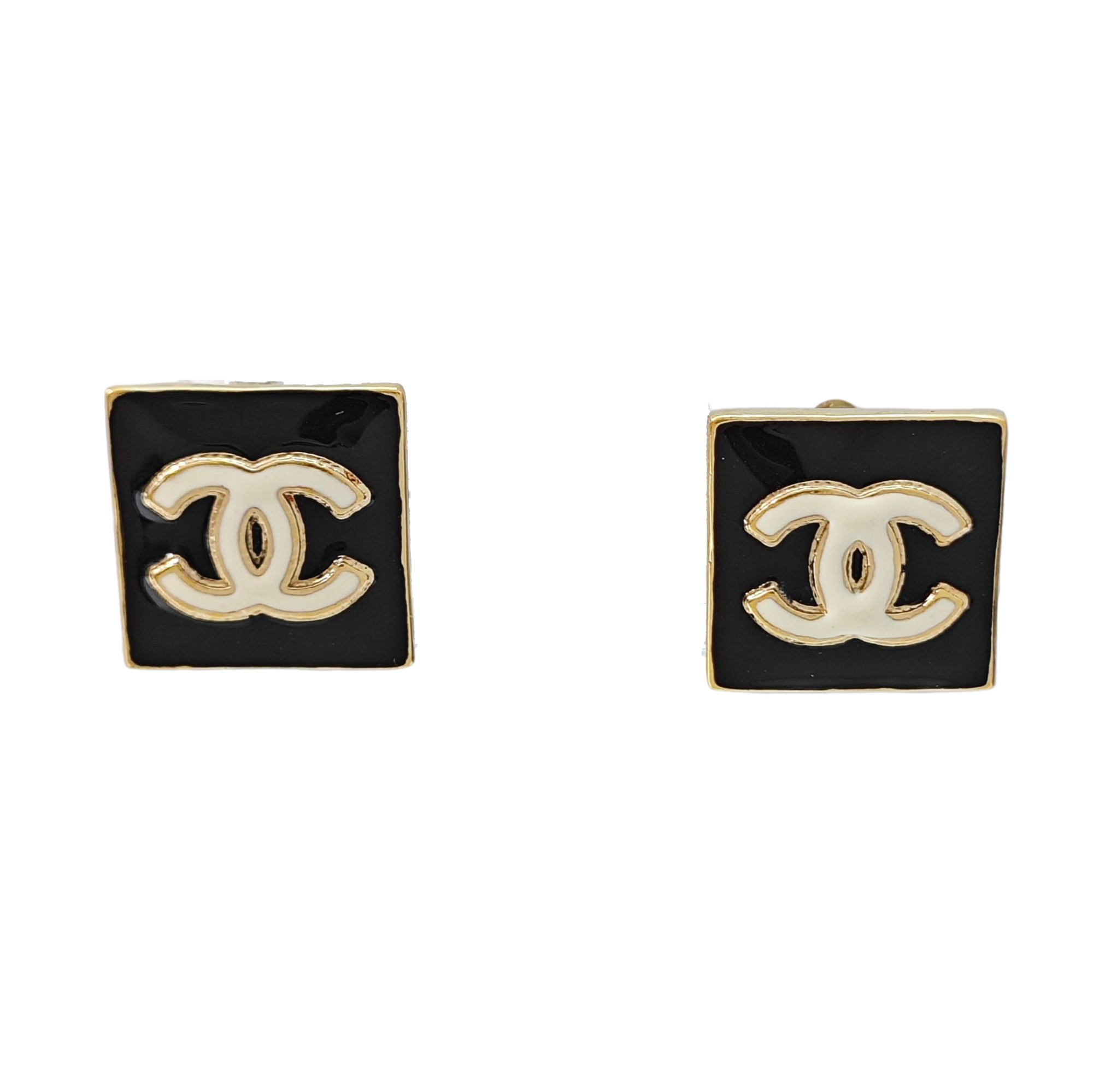 Metal Black Stud Earrings