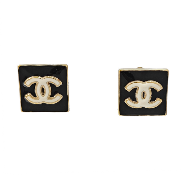 Metal Black Stud Earrings